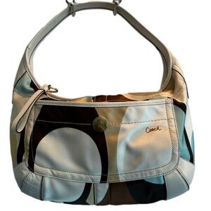 COACH 🔥 Vintage Colorful Satin and Leather Scarf Print Hobo 90s Boho Satchel